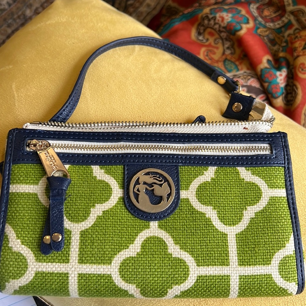 Spartina wristlet wallet green blue